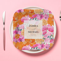 Mariage frais pâle rose et orange floral