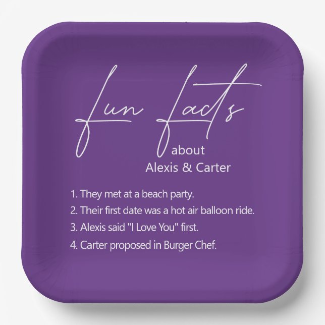 Assiettes En Carton Mariage Fun Fun Facts Sur Violet (Recto)