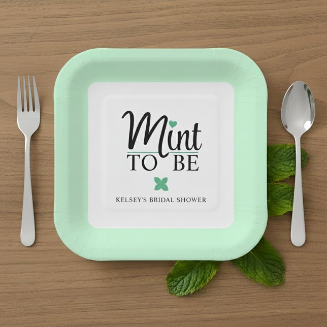 Assiettes En Carton Mariage Futur Shower Nuptial (Mint to Be Wedding Bridal Shower Paper Plates)