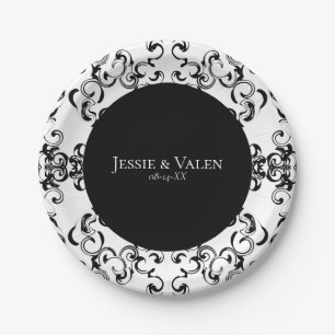 Assiettes En Carton Mariage gothique noir et blanc
