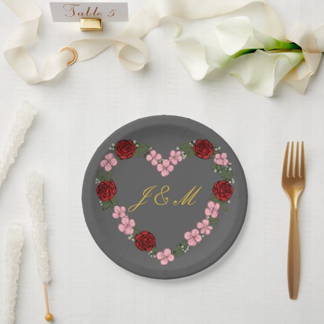 Assiettes En Carton mariage gris (Mariage)