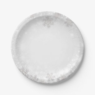 Assiettes En Carton Mariage Hivernal Merveilleux Flocons de Neige Étin