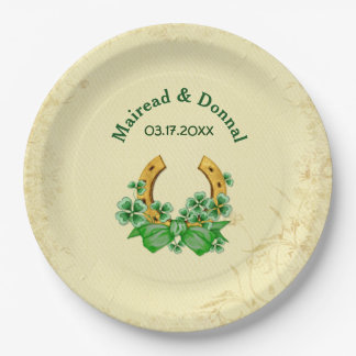 Assiettes En Carton Mariage irlandais shamrock et or - Personnaliser