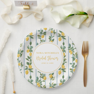 Assiettes En Carton Mariage Italien Vintage Citron Aquarelle