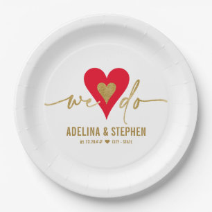 Assiettes En Carton Mariage Jour Élégant Coeur Simple Nous faisons Gol