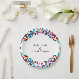 Assiettes En Carton Mariage Luxueux Fantaisiste Style Floral Ivoire Bo