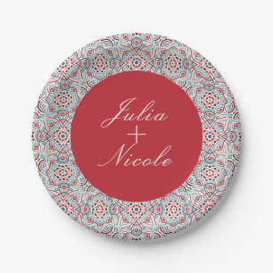 Assiettes En Carton Mariage Luxueux Métallisé Pailleté Géométrique