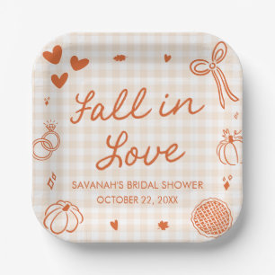 Assiettes En Carton Mariage Main Levée Orange Tombez Amoureux Shower d