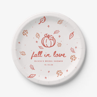 Assiettes En Carton Mariage minimal "Tombez amoureux" automne Script S