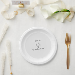 Assiettes En Carton Mariage minimaliste de typographie écrite à la mai
