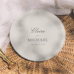 Assiettes En Carton Mariage minimaliste éditorial calligraphié