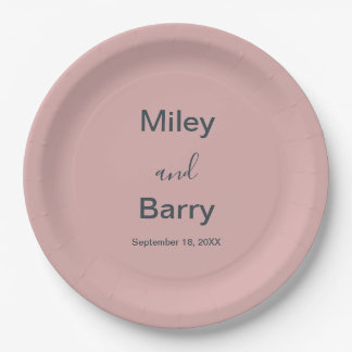 Assiettes En Carton Mariage Minimaliste Élégant Rose Poussiéreuse