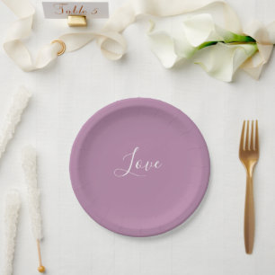 Assiettes En Carton Mariage minimaliste personnalisé Opéra Mauve coule