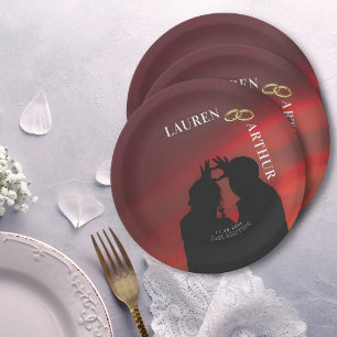 Assiettes En Carton Mariage Minimaliste Ultra Chic Moderne avec Photos