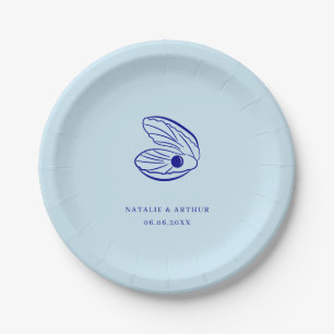 Assiettes En Carton Mariage moderne Blue Mediterranean Shell