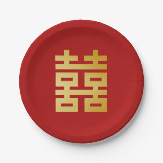 Assiettes En Carton Mariage moderne Double Bonheur