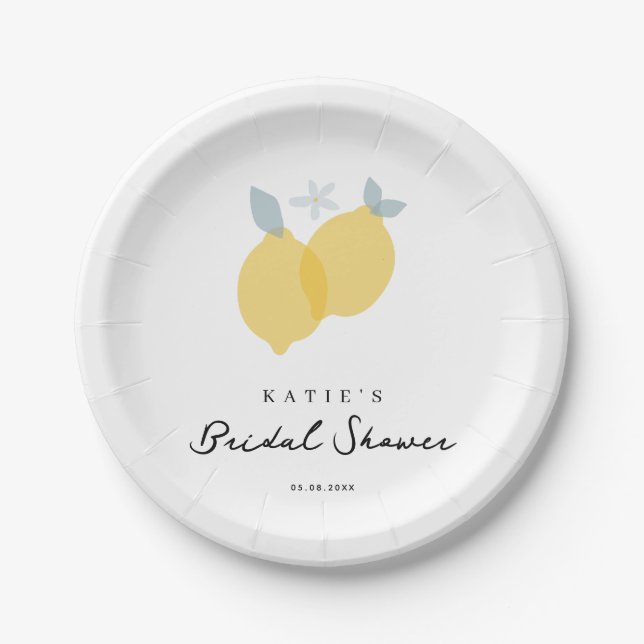 Assiettes En Carton Mariage Moderne Pastel Citron Shower  (Devant)