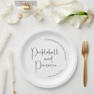 Assiettes En Carton Mariage Moderne Script Pickleball & Prosecco