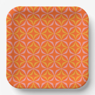 Assiettes En Carton Mariage Motif moderne orange et jaune