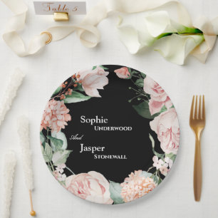 Assiettes En Carton Mariage noir flou