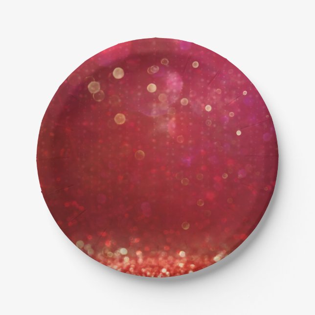 Assiettes En Carton Mariage Nuit marocaine rouge et or (Devant)