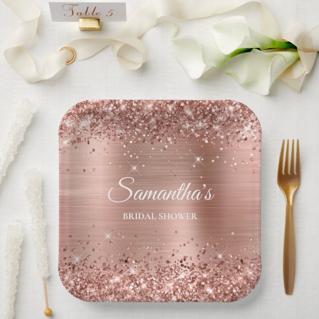 Assiettes En Carton Mariage Pailleté Rose Gold (Mariage)