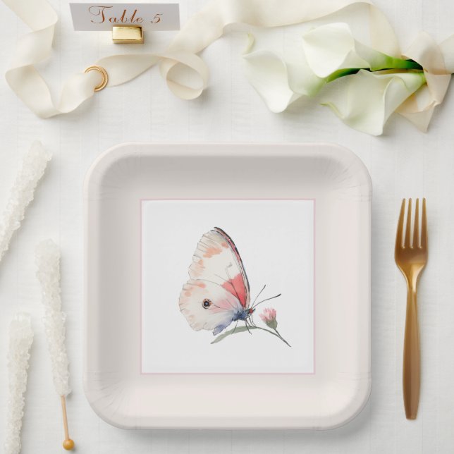 Assiettes En Carton Mariage Papillon Floral Péché Éternel (Mariage)