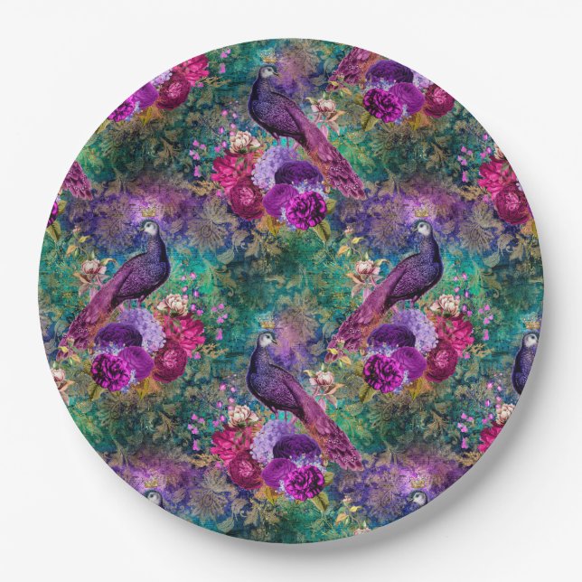 Assiettes En Carton Mariage Peacock Fournitures Plaques de papier (Devant)