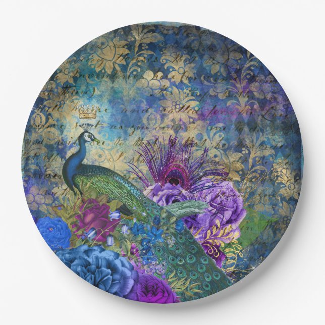 Assiettes En Carton Mariage Peacock Fournitures Plaques de papier (Devant)