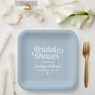 Assiettes En Carton Mariage personnalisé bleu poussiéreux Bridal Showe