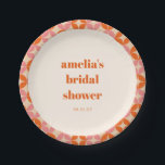 Assiettes En Carton Mariage Personnalisé Rose Orange Moderne du Milieu<br><div class="desc">Assiettes en Papier Personnalisées Rose Orange pour Mariage Moderne et Mignon</div>