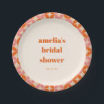 Assiettes En Carton Mariage Personnalisé Rose Orange Moderne du Milieu<br><div class="desc">Assiettes en Papier Personnalisées pour Mariage Rose Orange Moderne du Milieu du Siècle</div>