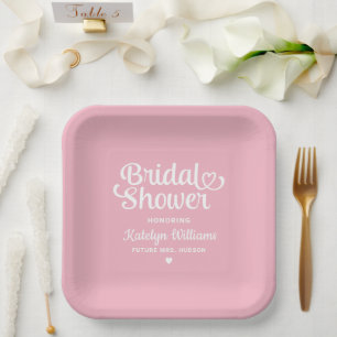 Assiettes En Carton Mariage personnalisé rose Shower de la mariée