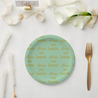 Assiettes En Carton Mariage personnalisé vert