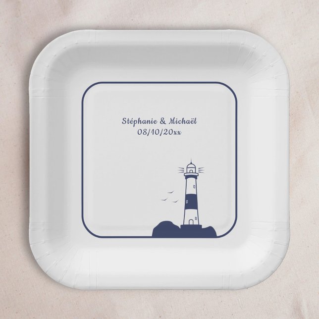 Assiettes En Carton Mariage phare (Lighthouse Wedding Paper Plates)