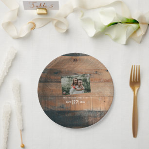 Assiettes En Carton Mariage photo rustique en bois
