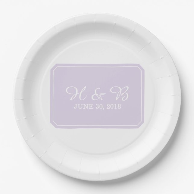 Assiettes En Carton Mariage Purple Simplement Élégant (Devant)