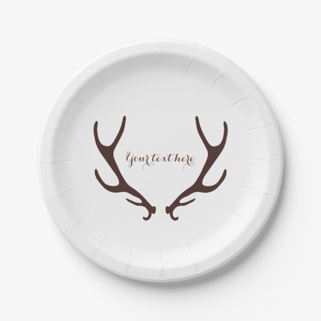 Assiettes En Carton Mariage Réception de Fête avec Bois de Cerf Rustiq (Devant)
