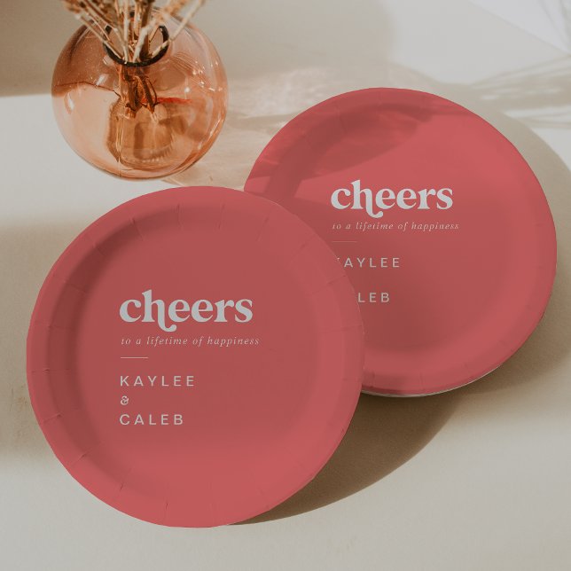 Assiettes En Carton Mariage rétro Été Hot Rose Cheveux (Retro Summer Hot Pink Cheers Wedding Paper Plates)