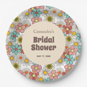 Assiettes En Carton Mariage rétro hippie groovy fleurs