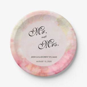 Assiettes En Carton Mariage Rêveur et Romantique Fleurie