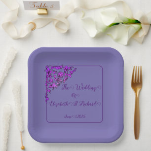Assiettes En Carton Mariage Romantique, Vintage, Antique Violet