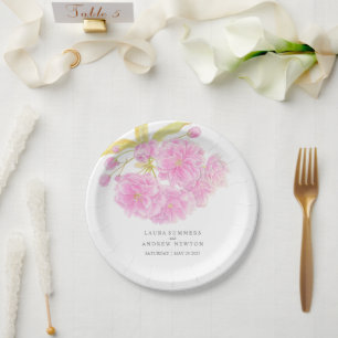 Assiettes En Carton Mariage rose cerisier fleur plaque de papier perso