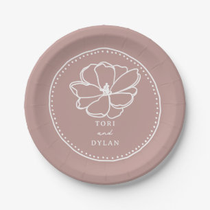 Assiettes En Carton Mariage rose fleur