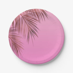 Assiettes En Carton Mariage Rose Gold Palm Pink Bronze de la Brise des