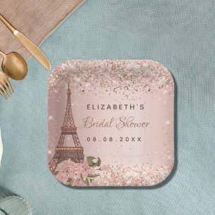 Assiettes En Carton Mariage rose gold Paris Tour Eiffel