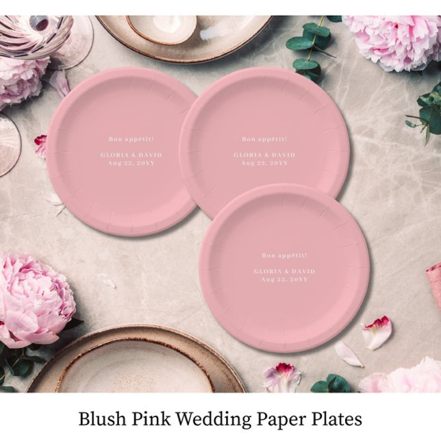 Assiettes En Carton Mariage Rose Pâle  (Créateur téléchargé)