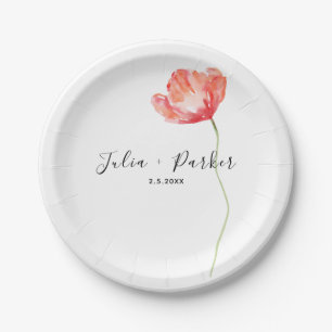 Assiettes En Carton Mariage rouge de Poppy moderne