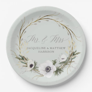 Assiettes En Carton Mariage Russe moderne BOHO Wreath Anemone Wreath