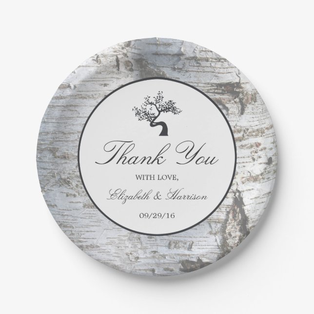 Assiettes En Carton Mariage Rustic Silver Birch Tree (Devant)